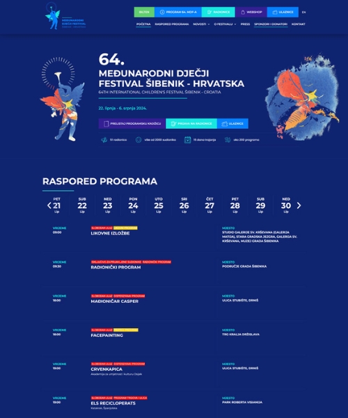 Prikaz web stranice Međunarodni Dječji Festival Šibenik