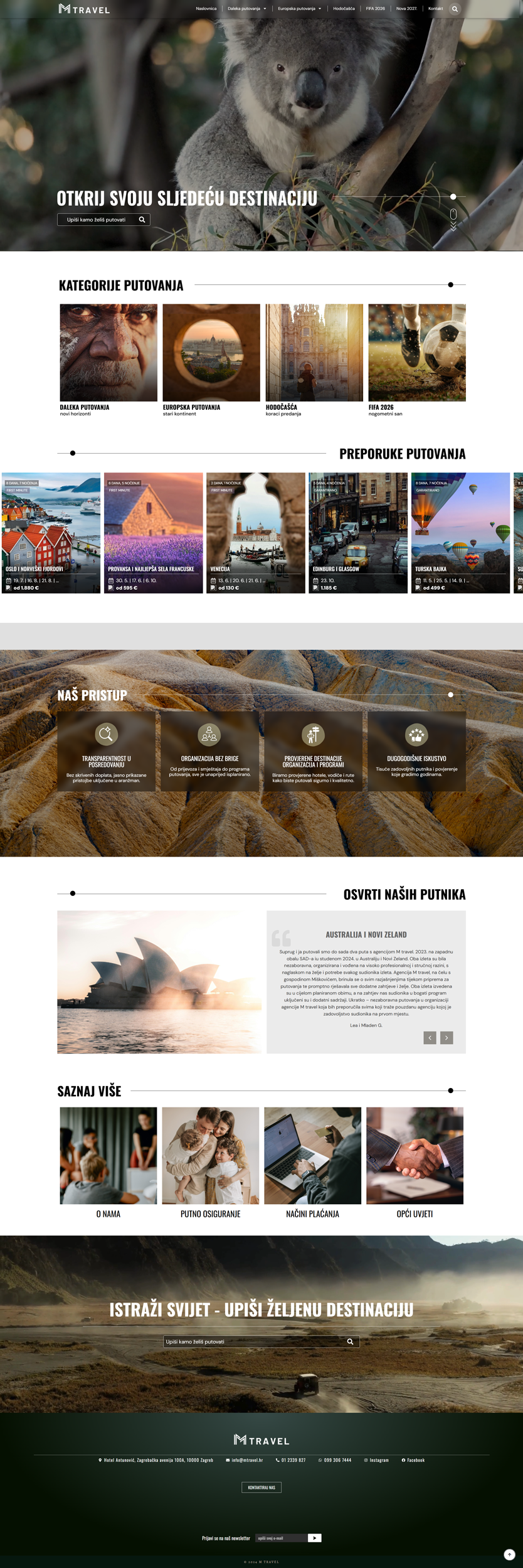 Prikaz web stranice M Travel